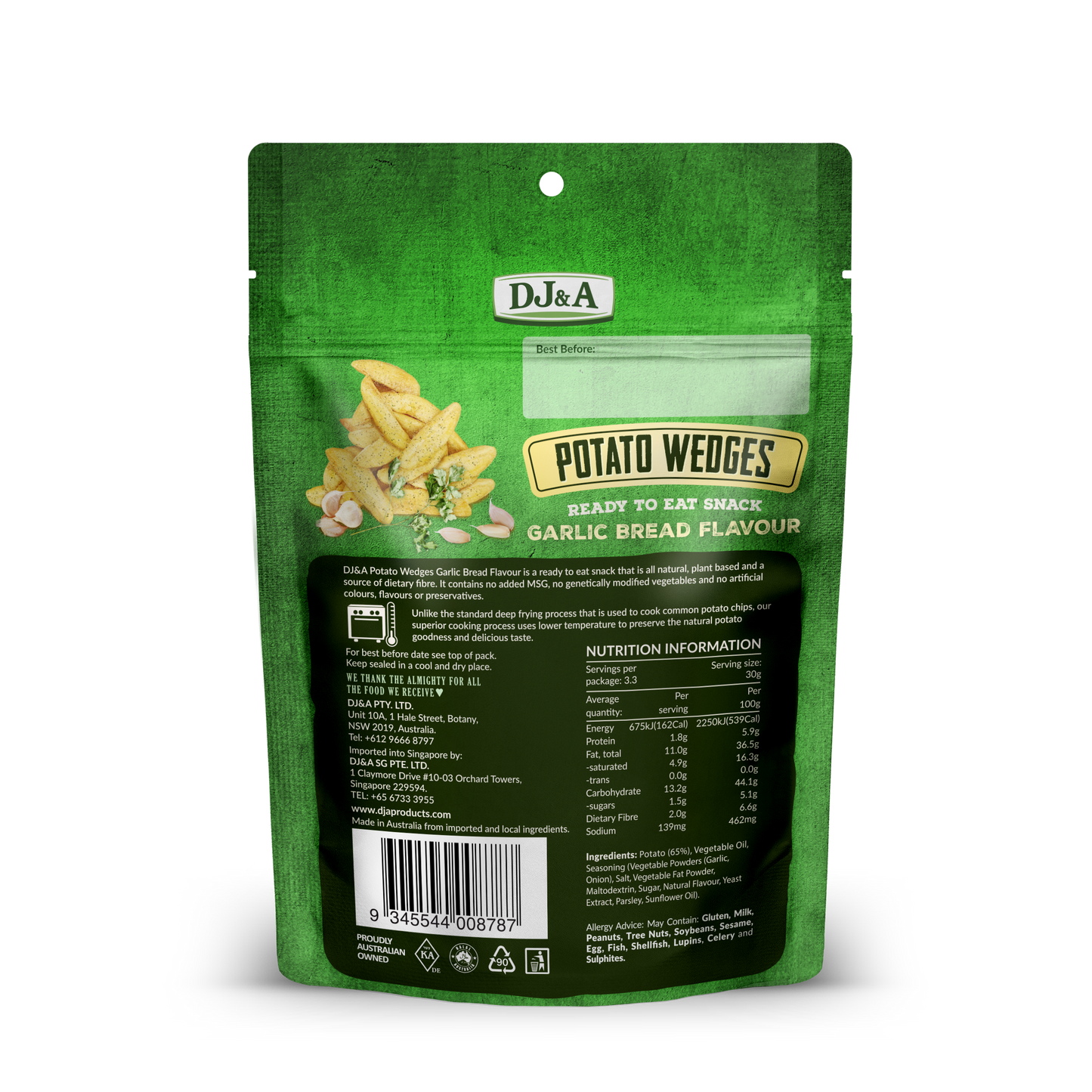 Potato Wedges Garlic Bread Flavour 100g