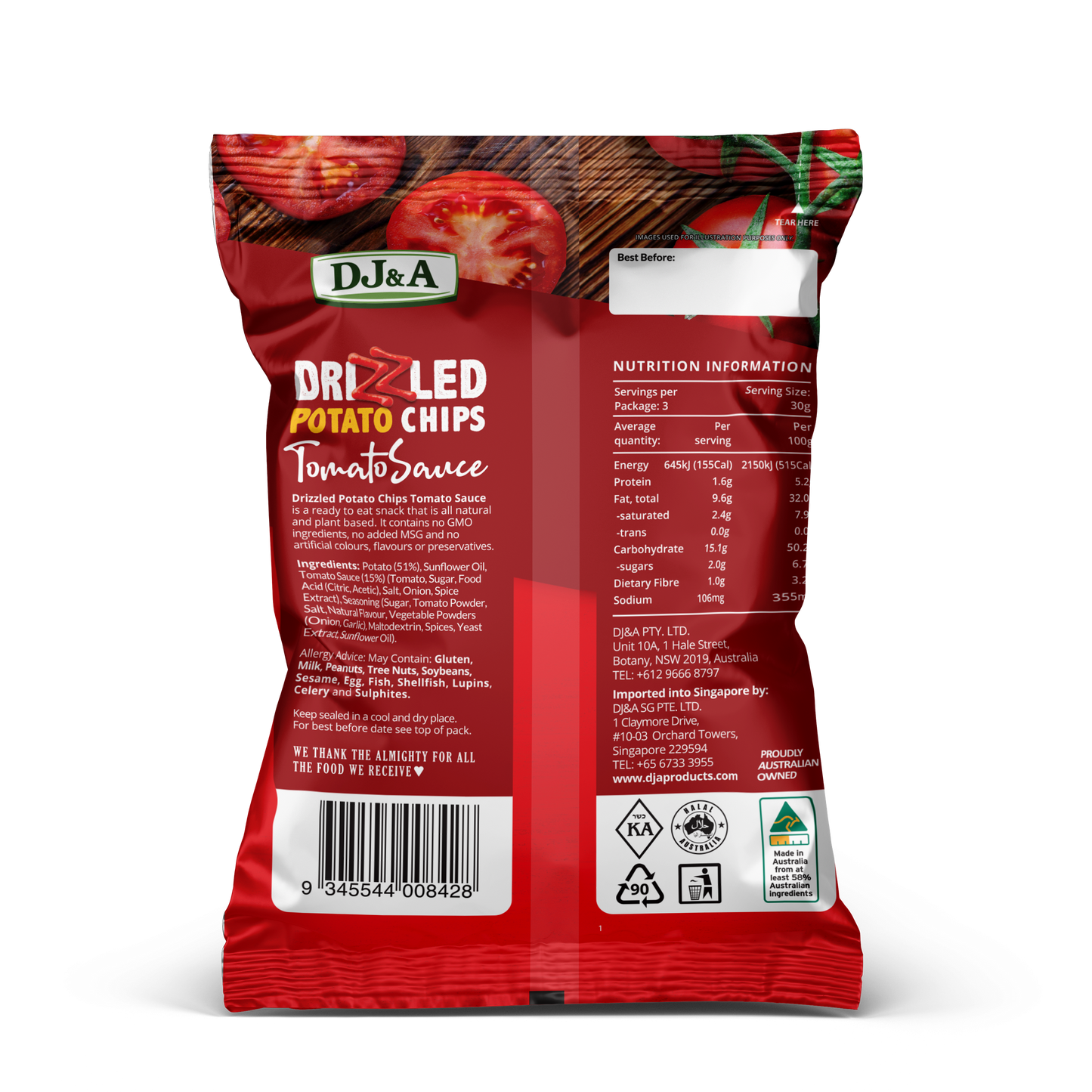 Drizzled Potato Chips Tomato Sauce 90g